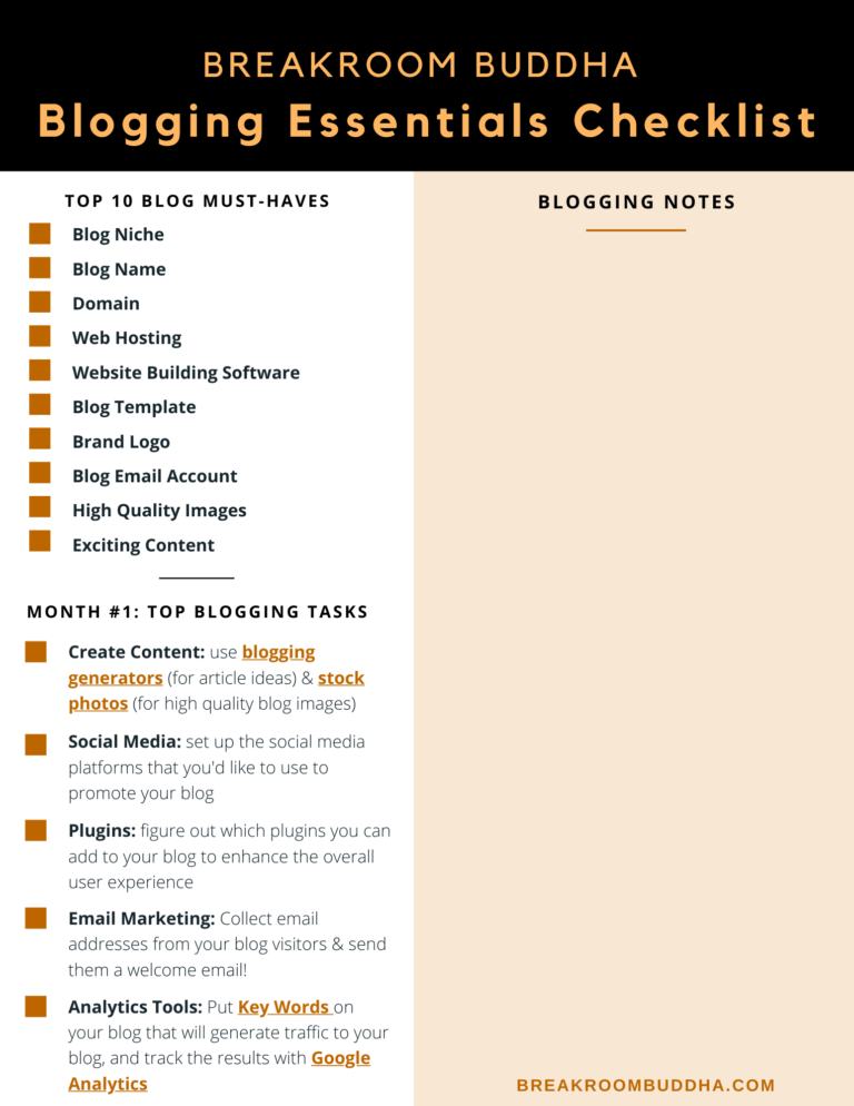 Breakroom Buddha | Blogging Essentials Checklist
