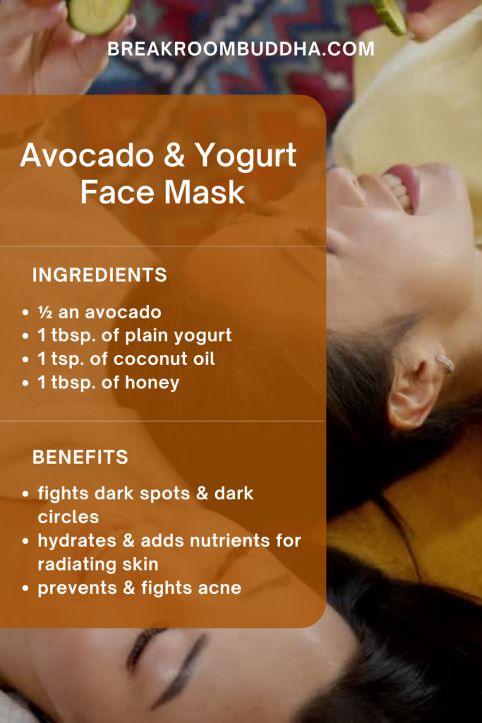 Homemade Avocado and Yogurt Face Mask Recipe Card Breakroom Buddha